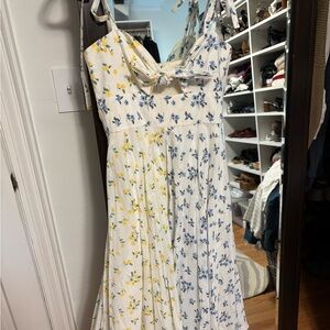 Rachel Antonoff Yellow and Cream Spaghetti Strap Sundress